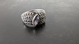 Vintage Silber Ring mit Amethyst und Markasiten