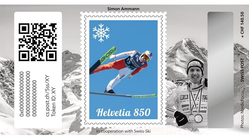Tutti i francobolli: Swiss Crypto Stamp 5.0 - ID 1 Simon Amman SILBER Edition – Nuovo e nell'imballaggio originale da Sementina venduto da Thenomads