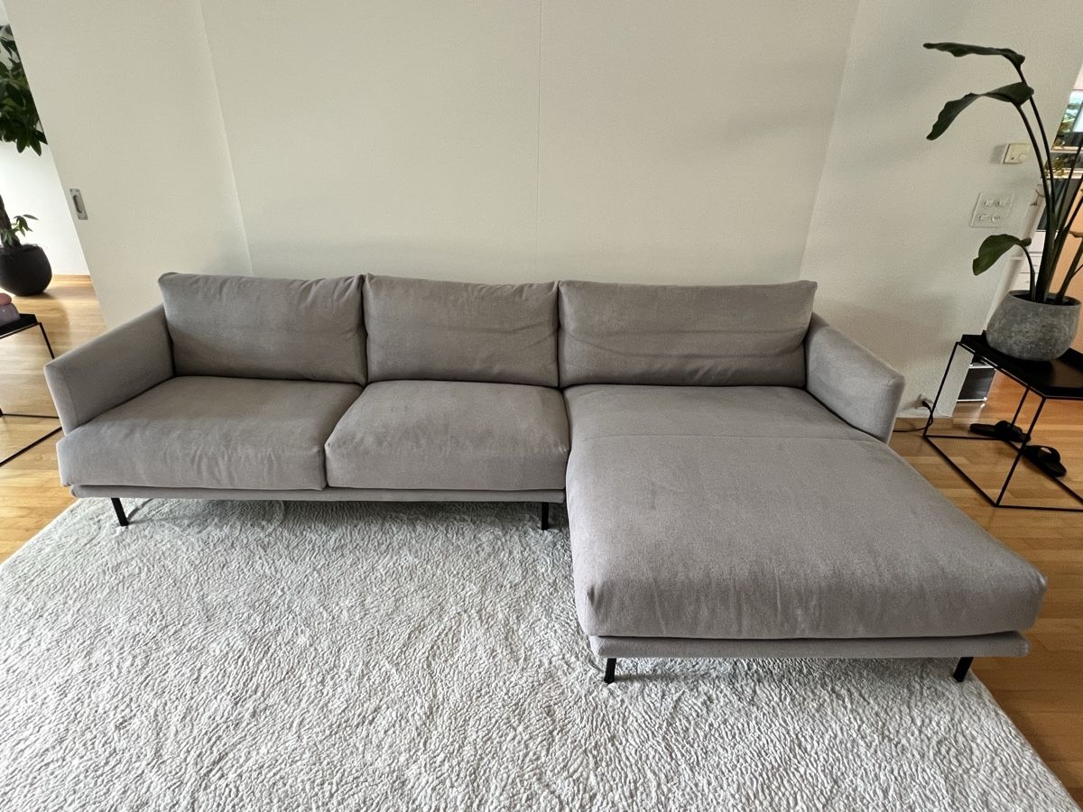 Divani: Ecksofa, L-Form, Longchaise rechts, hellgrau, Stoff – Usato da Zürich venduto da Mariesieger 4