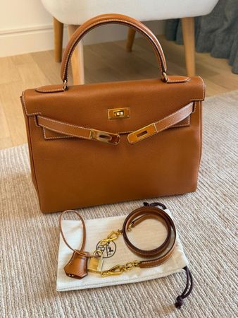 Hermès Kelly 32 Veau Courchevel couleur Gold