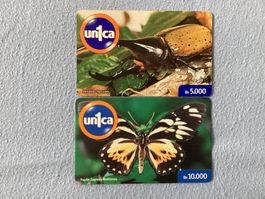 2 Telefonkarten Venezuela. Schmetterling, Hirschkäfer
