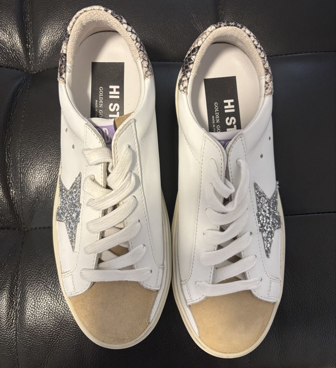 Golden Goose Damenschuhe: Golden Goose White & Grey Pattern Sneakers – Gebraucht aus Chur von Cuteclothes7k 1