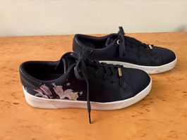 Ted Baker Sneaker, Blau mit Blumen, Satin und Leder , Gr. 38