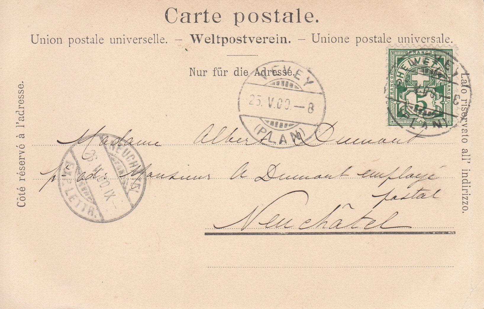 Cartoline postali: Vevey 1900 – Usato da Bürglen TG venduto da StampGraf 1