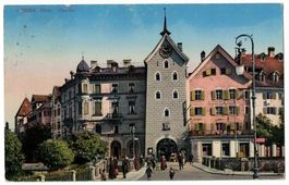 Chur, Obertor mit Drogerie, belebt, gelaufen 1924