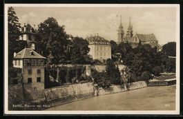 AK Basel, Münster mit Pfalz, 1930