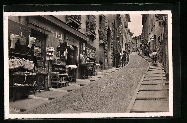 Cartoline postali: AK Lugano, Via Cattedrale, 1946 – Usato da Berlin venduto da bartko-reher
