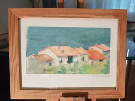 Aquarell – Alfred Knispel (1898–1945) – "bei Recco" Italien