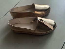 Neue ZIGN Espadrillas gold Leder