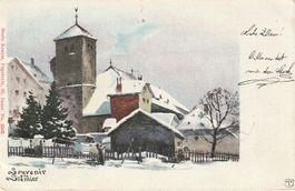Alte Ansichtskarte Wintermotiv Kirche und Haus St. Imier ...