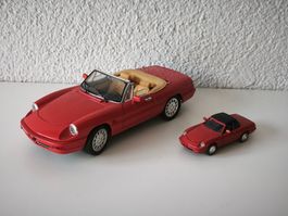 2x Vintage Modellauto Alfa Romeo Spider 1:18 rot