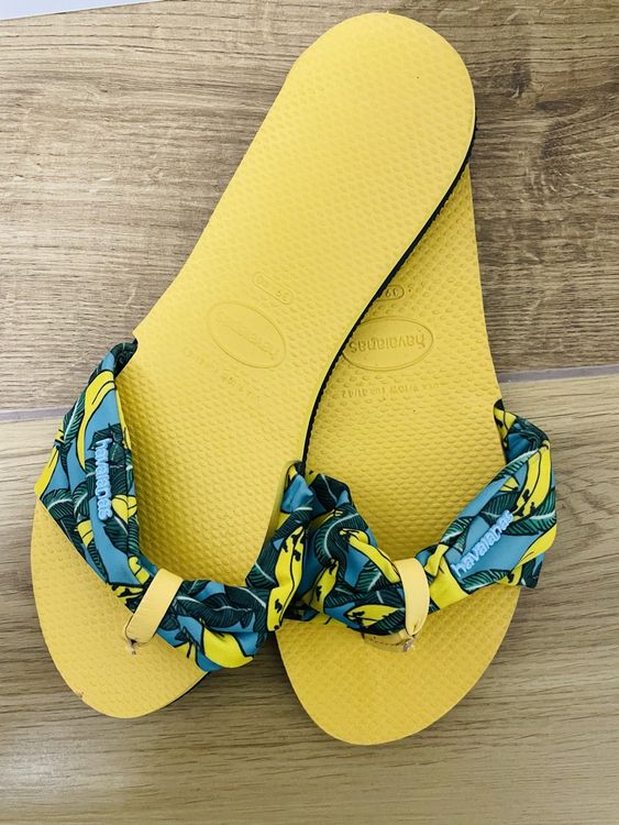 Havaianas Slim Brasil Logo Yellow Banana Print 39 (Neuf (Voir