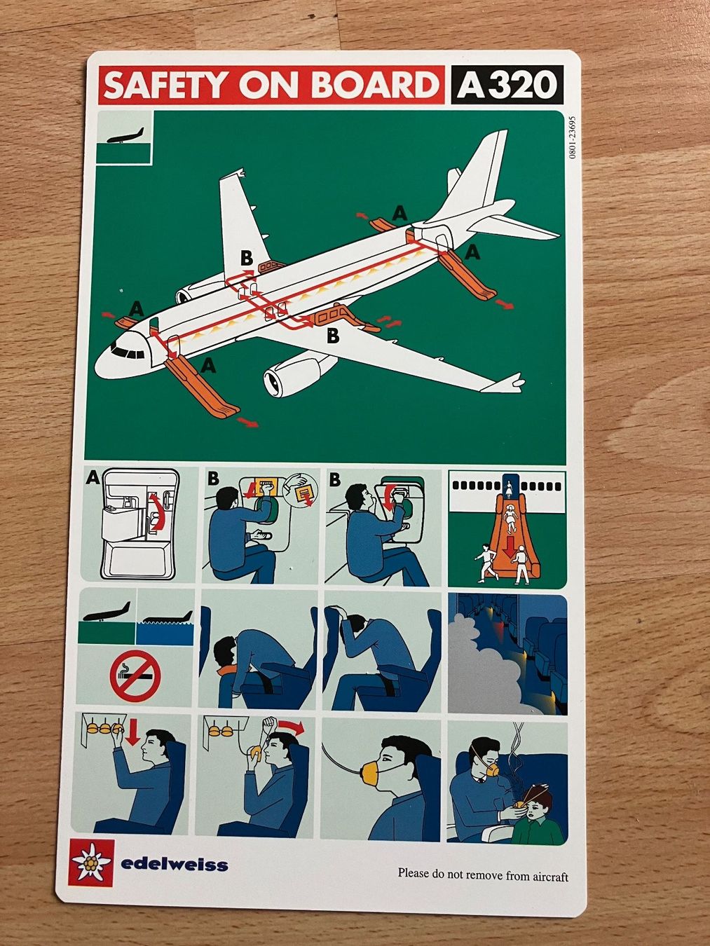Swissair Documenti: Edelweiss Air A320 Safety card 2001 – Usato da Zürich venduto da Classic_Collection_Zurich