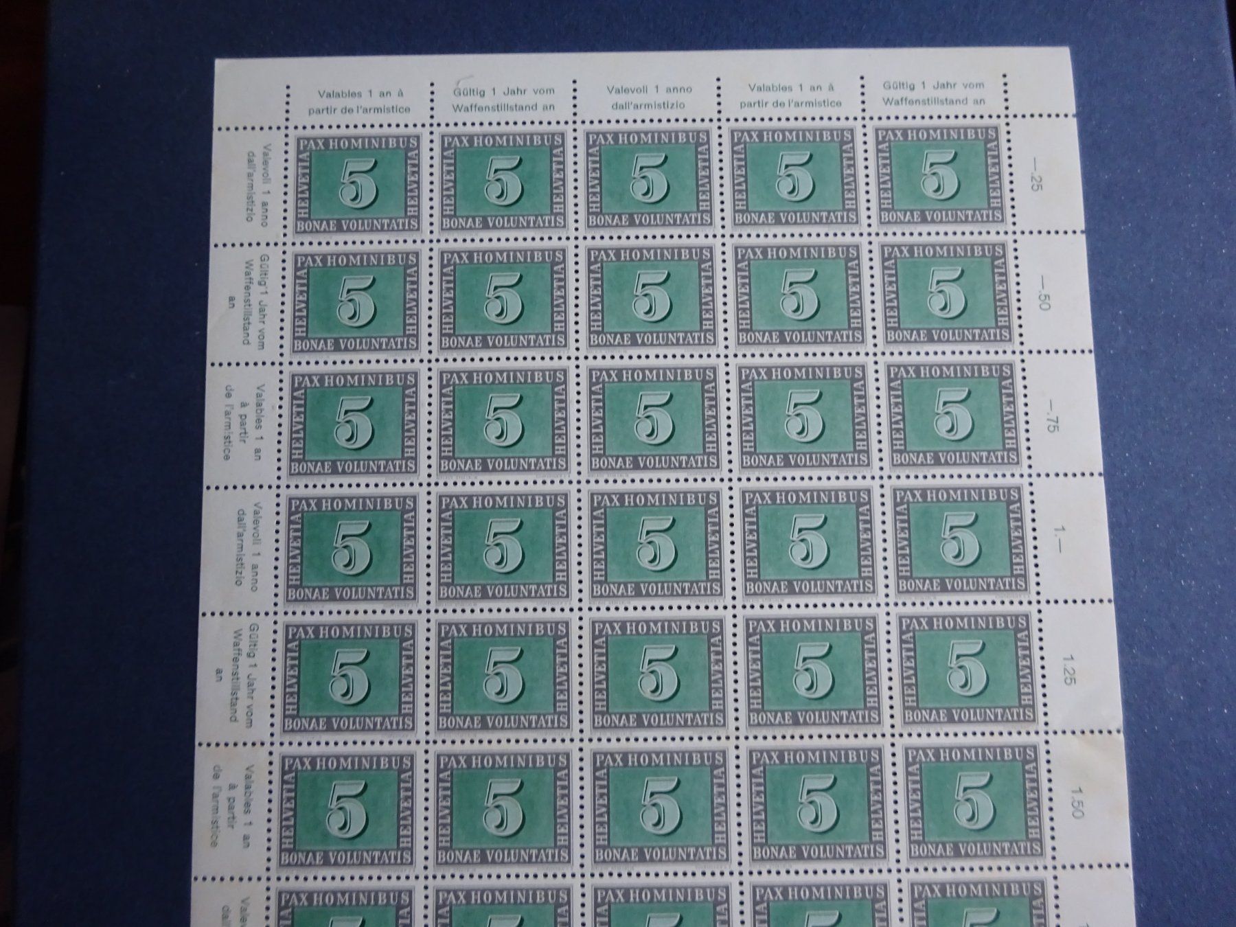 Tutti i francobolli: 1945 PAX im kompletten Bogen – Usato da Appenzell-Steinegg venduto da adi1975 1