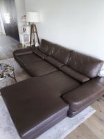 Leder Eckcouch Sofa mit Hocker,Braun