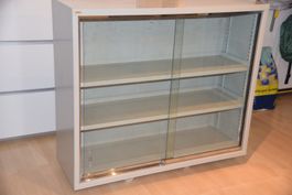 LISTA Vitrinenschrank Metall Glas Schiebetüren 2 Ablagen ...