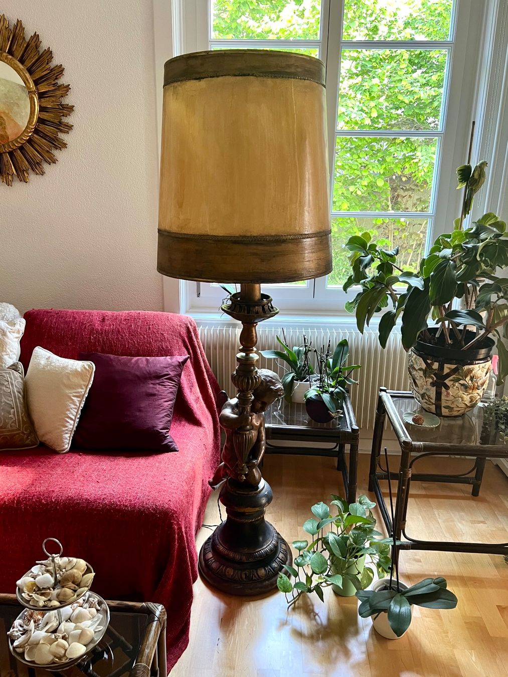 Lampade: Original antik Ständer Lampe Italy Putte Engel ca.1900 – Usato da Bern venduto da bergsee-copyright 1