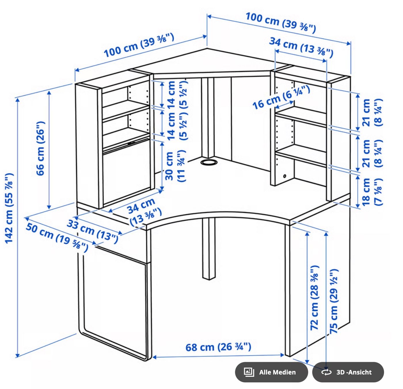 Ikea Scrivanie: IKEA Eck-Pult Schreibtisch mit Hocker und Korpus – Usato da Hochdorf venduto da chiiaramatt