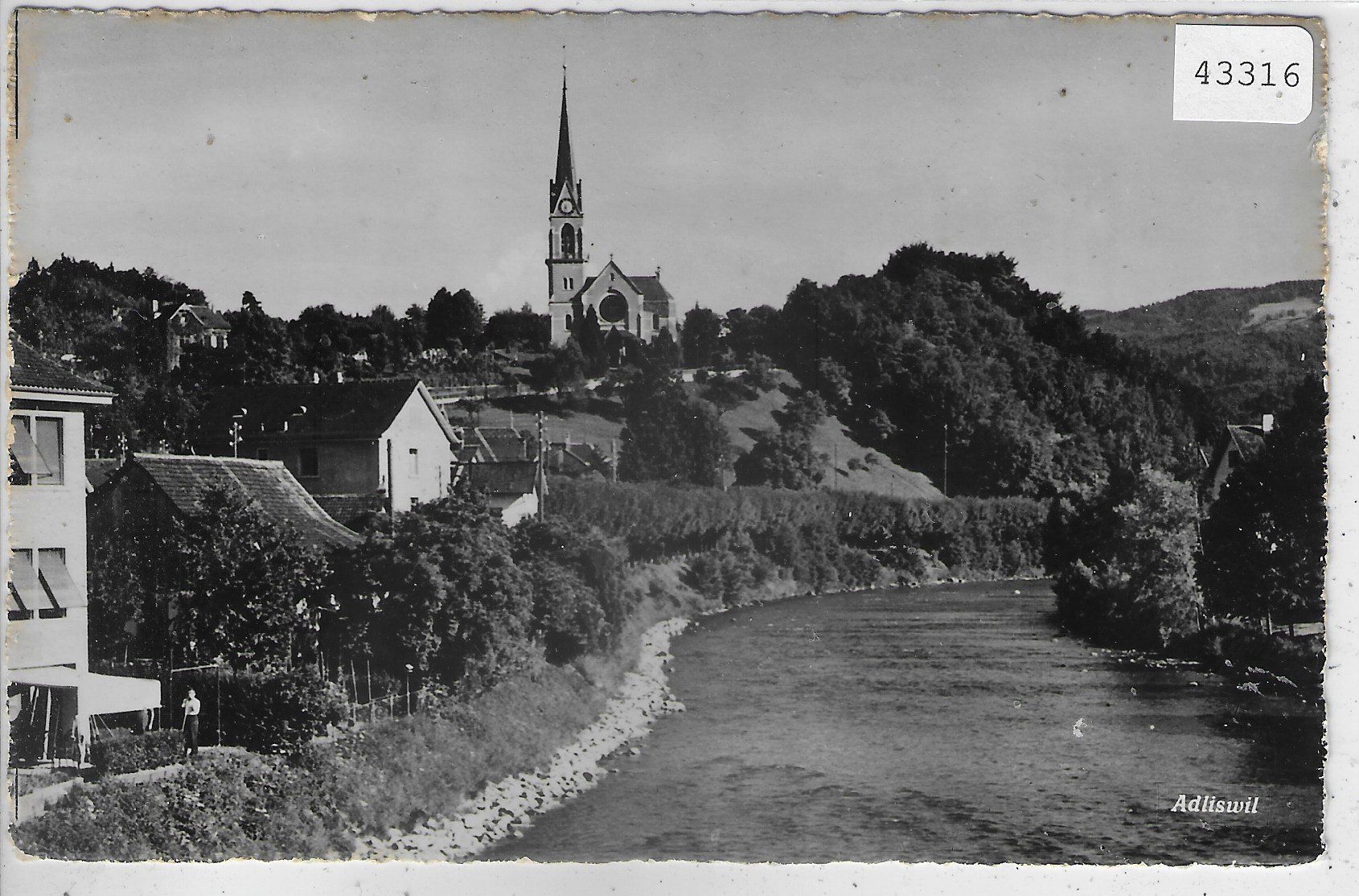 Cartoline postali: Adliswil - Dorfpartie mit Kirche – Usato da Ettingen venduto da Kartenplanet