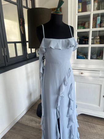 Robe Fourreau en Mousseline Acier Bleuté xs