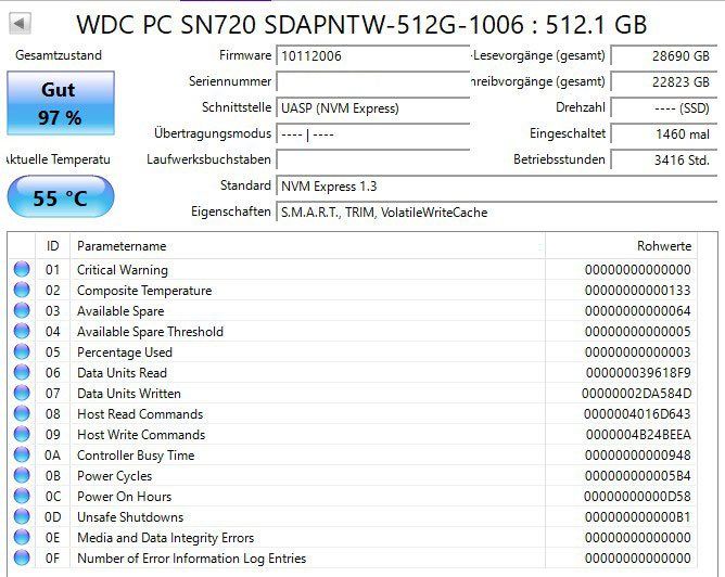 Western Digital Harddisks: Western Digital SN720 SSD - 512 GB – Gebraucht aus St.Gallen von Pheban 1