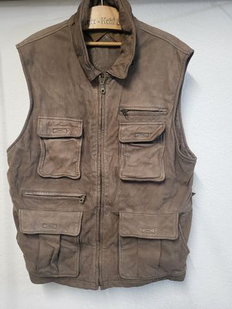 Herren Leder Gilet Weste