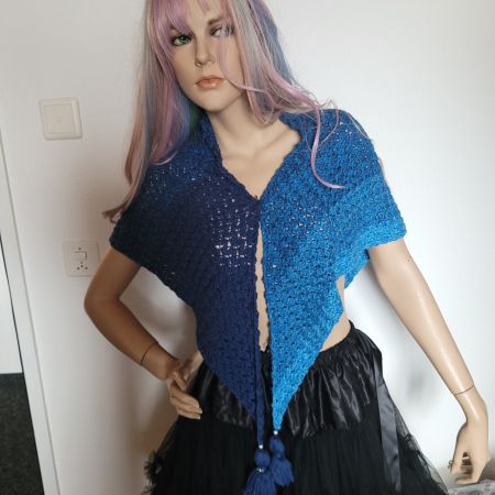 Dreieckstuch/ Schal gehäkelt / Stola selbst gehäkelt/ blau