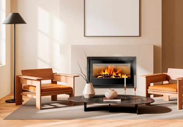 Camini: Insert à Bois Ferlux Teide 100 Panoramique. – Nuovo e nell'imballaggio originale da Martigny venduto da ShowroomXL