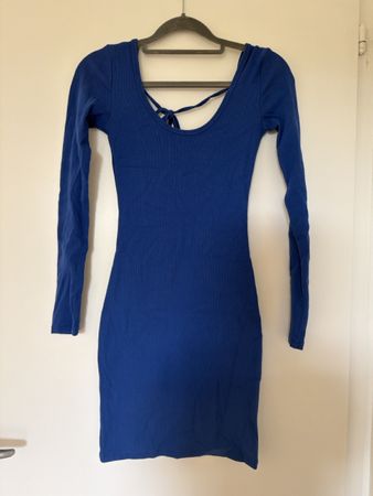 Bodycon Dress Blue Long Sleeve Back Free 