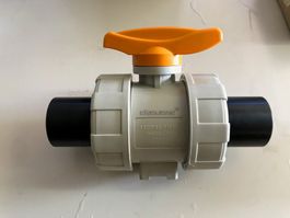 PPH Kugelhahn DN 50 mit PE Stutzen 63 mm
