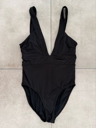 Eleganter schwarzer Badeanzug – Zebra Swim, Grösse S