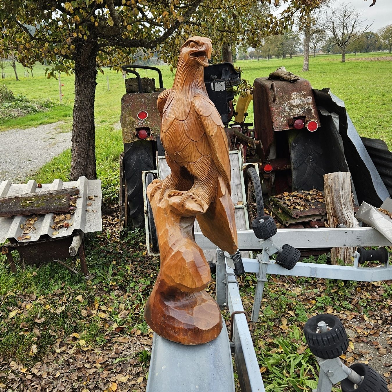 Xilografie: Alter Holzgeschnitzter Adler – Usato da Thun venduto da Engel114