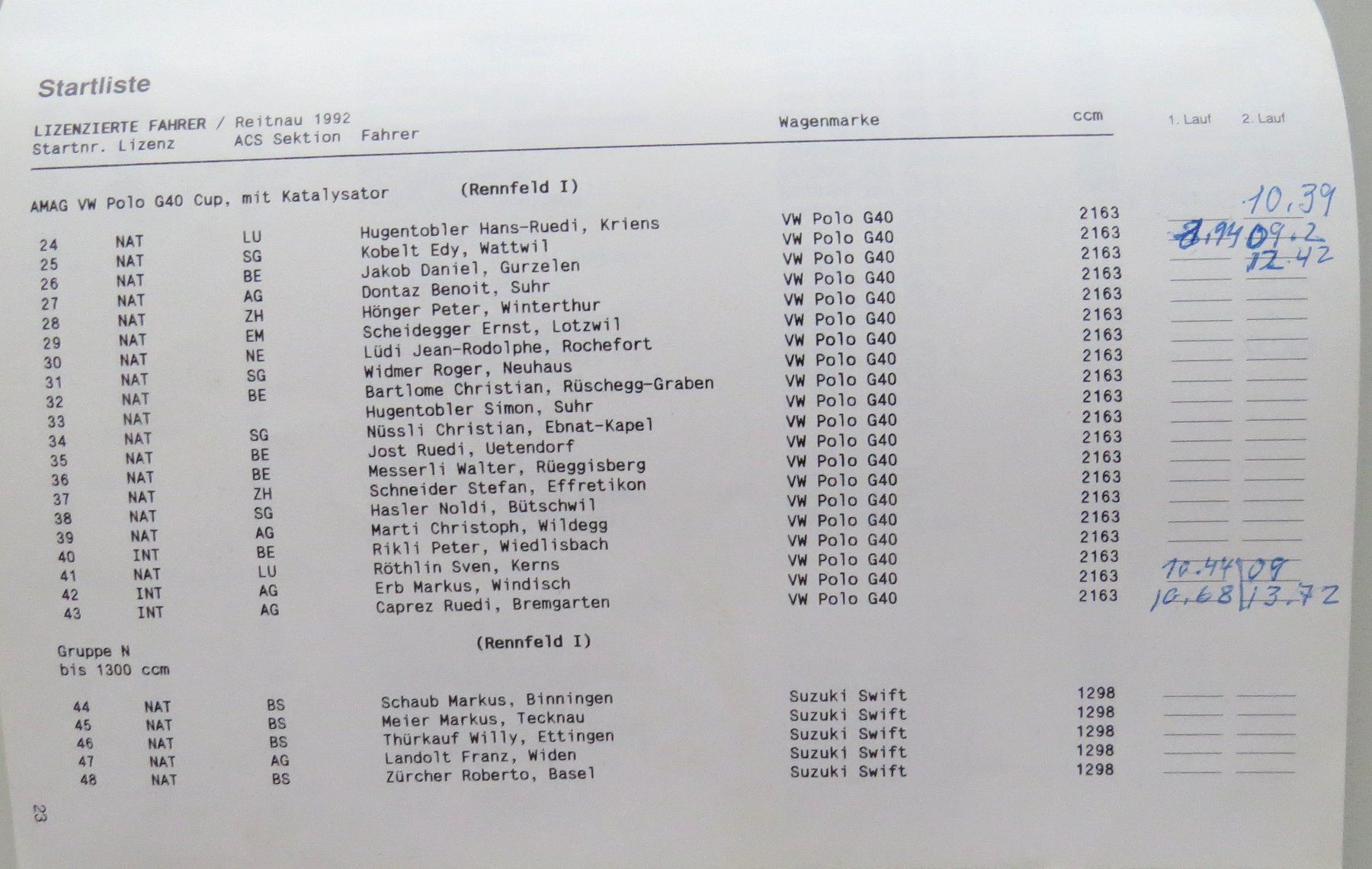 Documenti: Programm Bergrennen Reitnau von 1992 – Usato da Ettingen venduto da campione_1 1