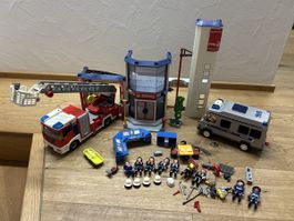 Playmobil Feuerwehr Hauptquartier und 2 Fahrzeuge