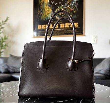 Sac cabas en cuir marron Bleu de Chauffe Made in France