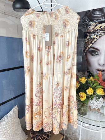 Leichtes Sommerrock, One Size Viskose Print Kleid 53