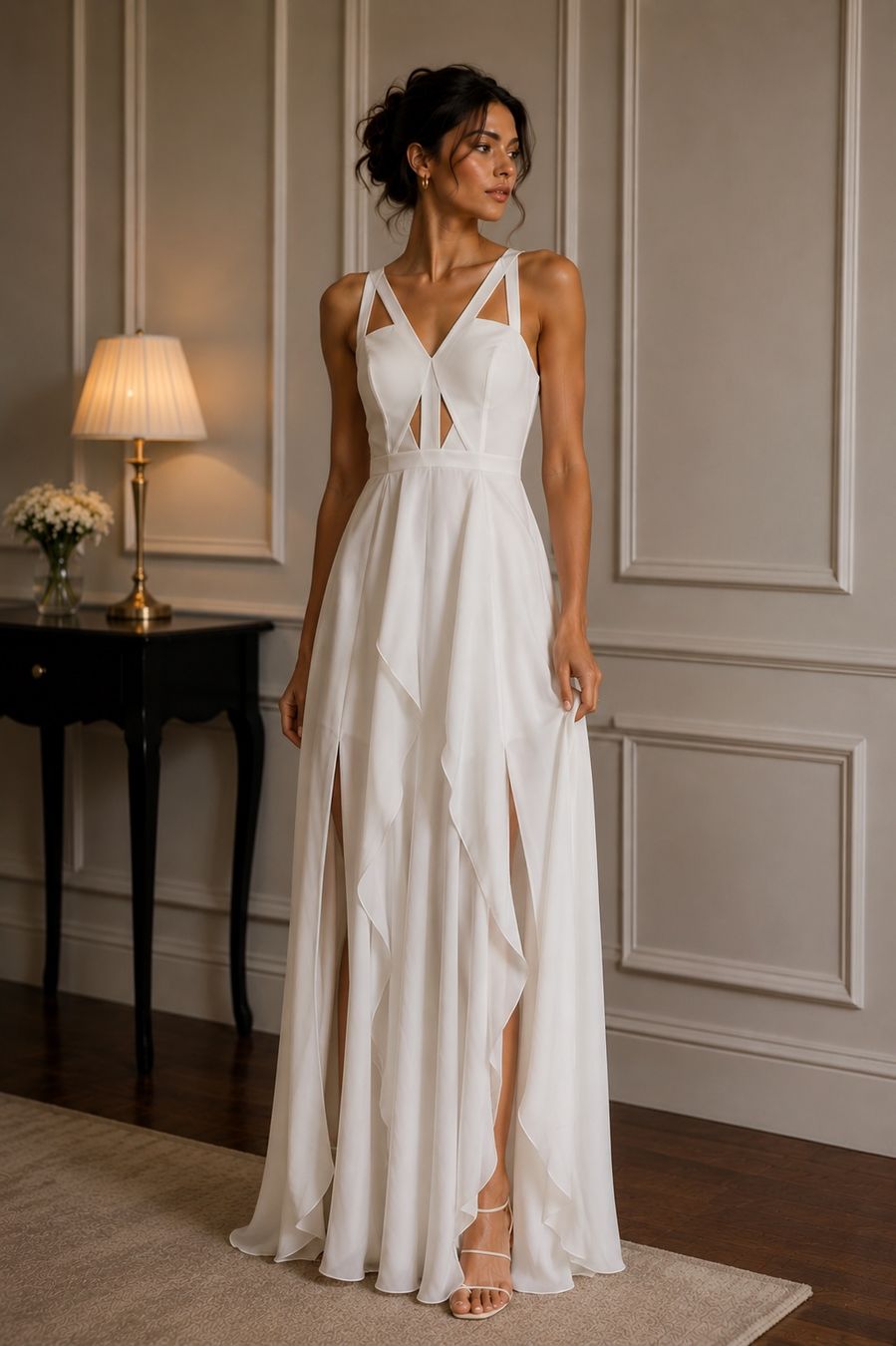 Vestiti: BCBGMAXAZRIA White Long Evening Dress – Usato da Corsier-sur-Vevey venduto da Kristina.Nova
