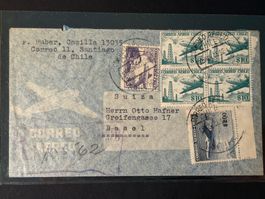 Luftpost Brief 1958 von Santiago de Chile nach Basel