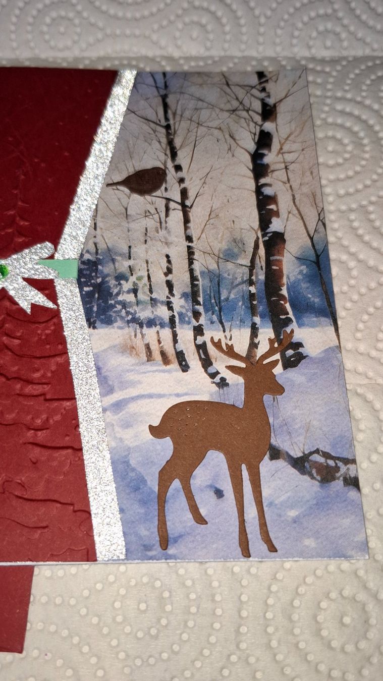 Cartoline: Handgefertigte Weihnachtskarte mit Hirsch und Kuvert – Nuovo (secondo la descrizione) da Plagne venduto da Reticulum01 1