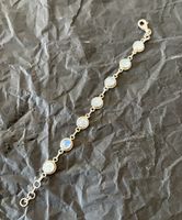 Armband Silber Mondstein 8 Steine Handgemacht