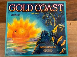 Vintage PosterBild/Citrus Kisten Etikett GOLD COAST/40erJahr