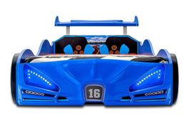 Letto a forma di auto da corsa per bambini, blu, come nuovo