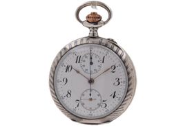 Taschenuhr Chronograph in 800 Tula Silber - Super Rare