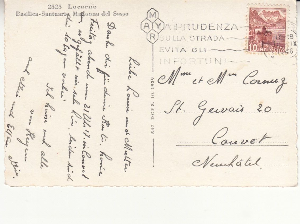 Cartoline postali: Madonna del Sasso 1946 – Usato da Bürglen TG venduto da StampGraf 1