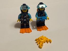 2x Lego Taucher Minifiguren mit Krebs Neu