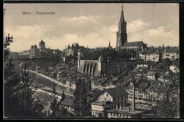 Cartoline postali: AK Bern, Südansicht mit Kirche, 1913 – Usato da Berlin venduto da bartko-reher