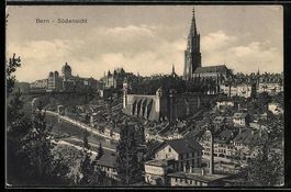 AK Bern, Südansicht mit Kirche, 1913