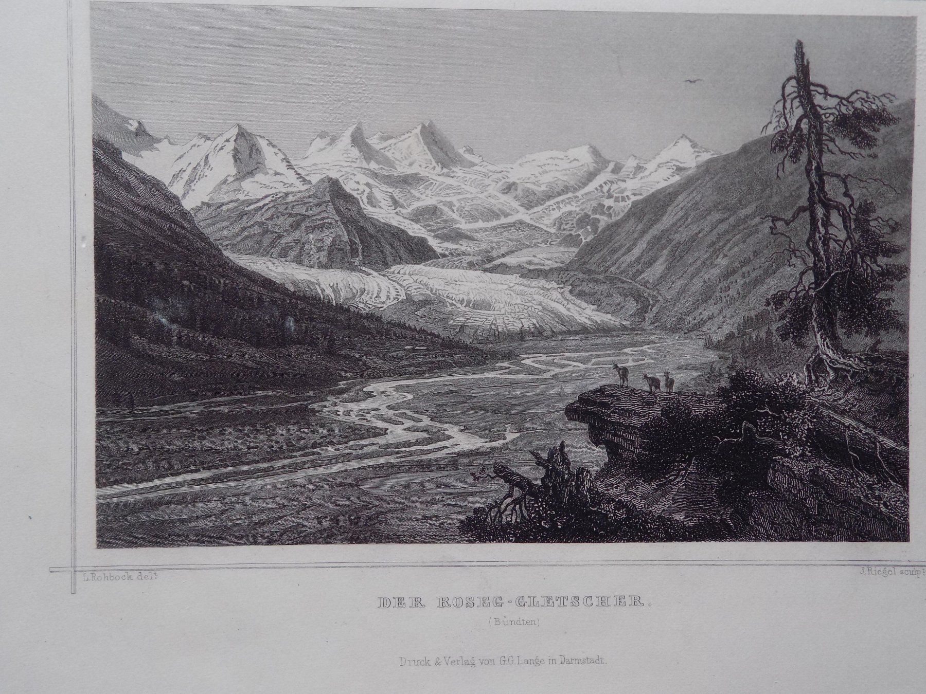 Gravures: Roseg Gletscher Engadin – D'occasion à Risch par Antikfee 1