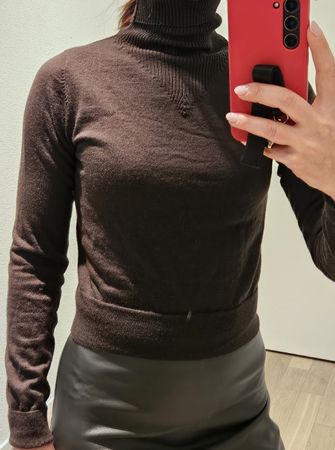 Filippa K Rollkragenpullover, Merino Wolle, XXS, braun