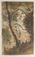 Léon Berthoud Aquarelle bucolique